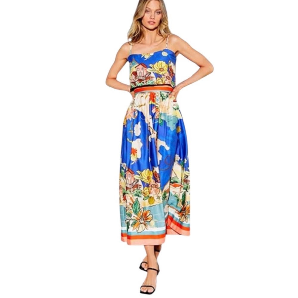 Antonio Melani NWT Evie Callista Ocean Blue Print Sleeveless Maxi Skirt Set $298 - Picture 3 of 16